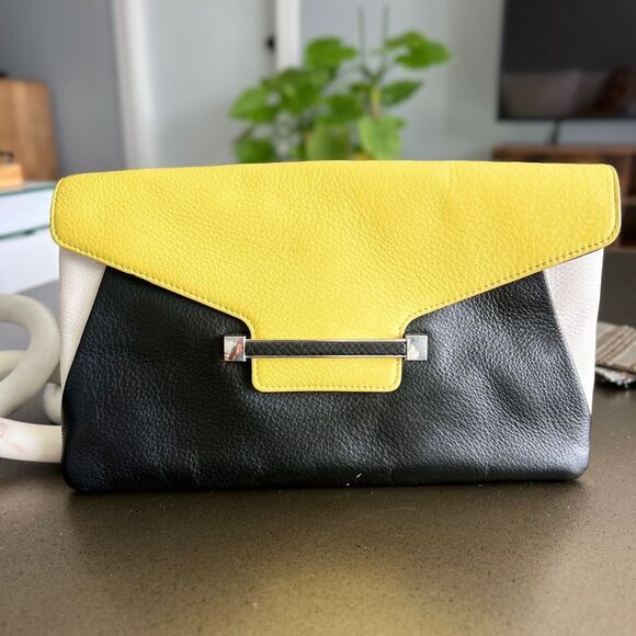 VINCE CAMUTO Color Block Leather Envelope Clutch Purse - Picture 1 of 10
